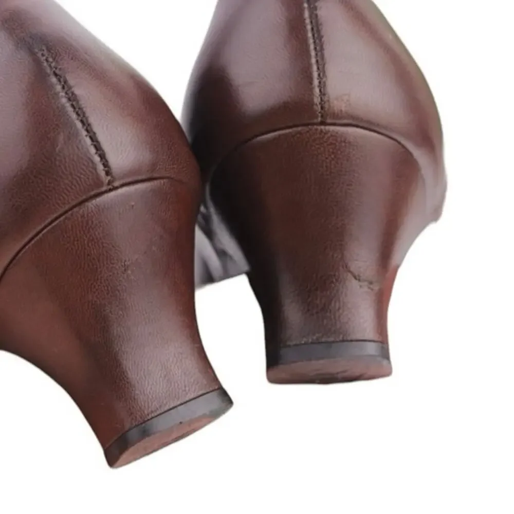 Beautifeel Women's Rosaline Pump Size 40 Brown Leather Low Block Heel Shootie